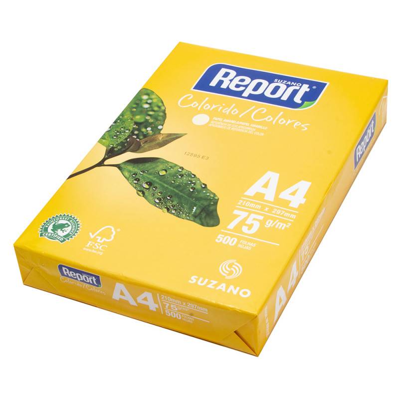 PAPEL A4 210mmX297mm 75g 500fls AMARELO REPORT - SUZANO SUZANO