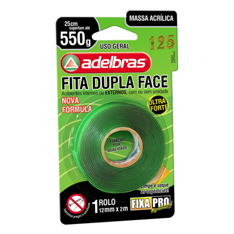 FITA DUPLA FACE MASSA ACRILICA FIXA PRO 12mmx2m - ADELBRAS ADELBRAS