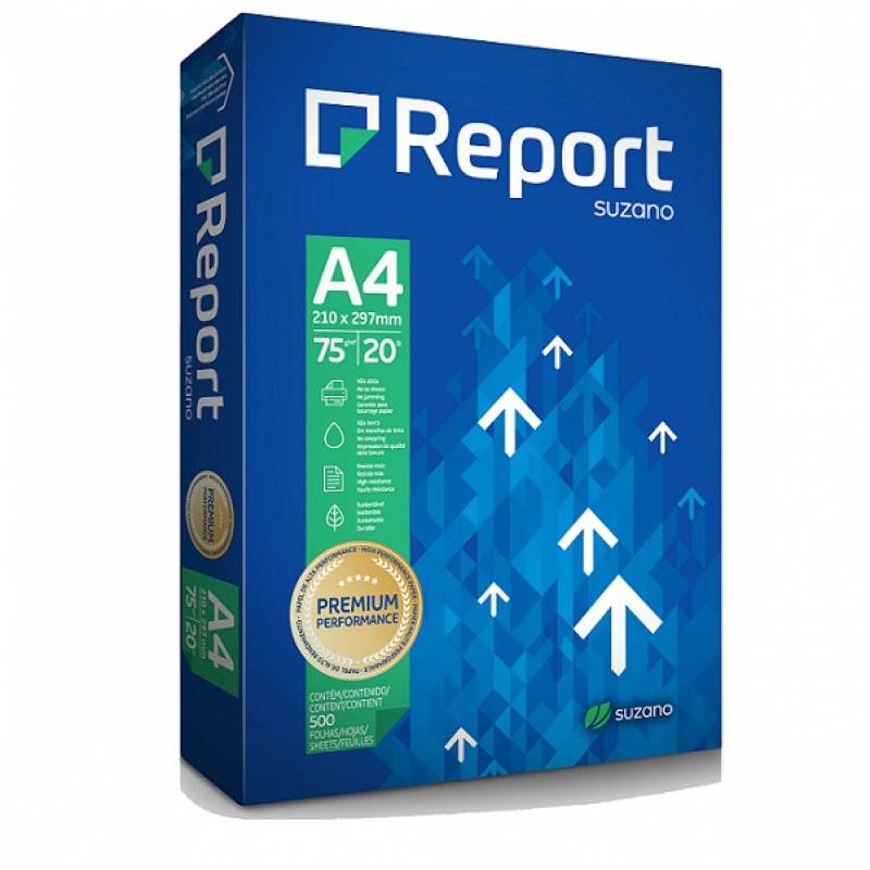 PAPEL A4 210mmX297mm 75g 500fls BRANCO REPORT PREMIUM - SUZANO SUZANO