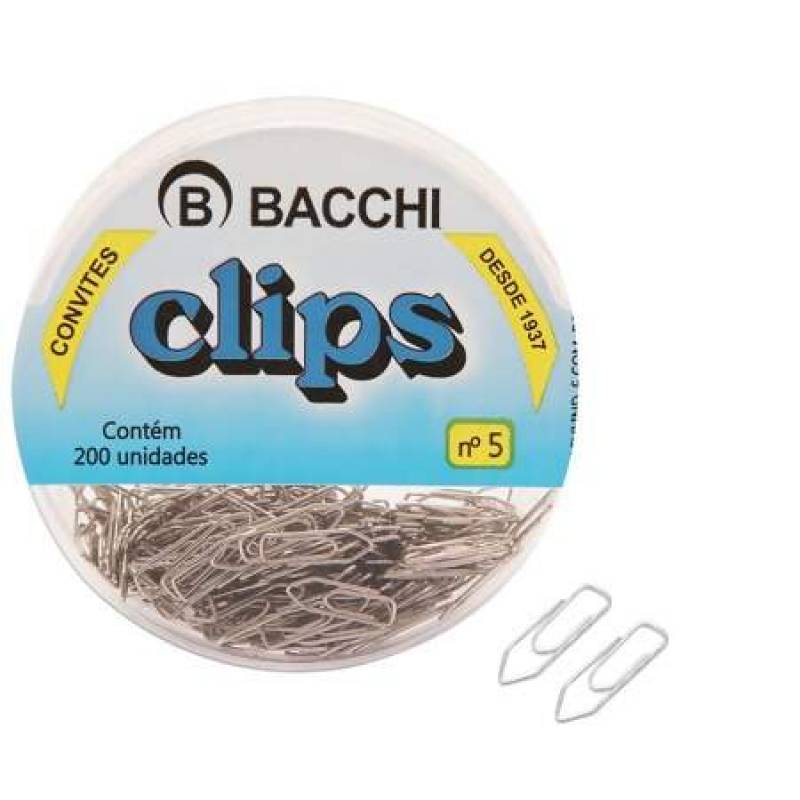 CLIPS MINI NIQUELADO Nº 5 C/ 200 Unid. - BACCHI BACCHI