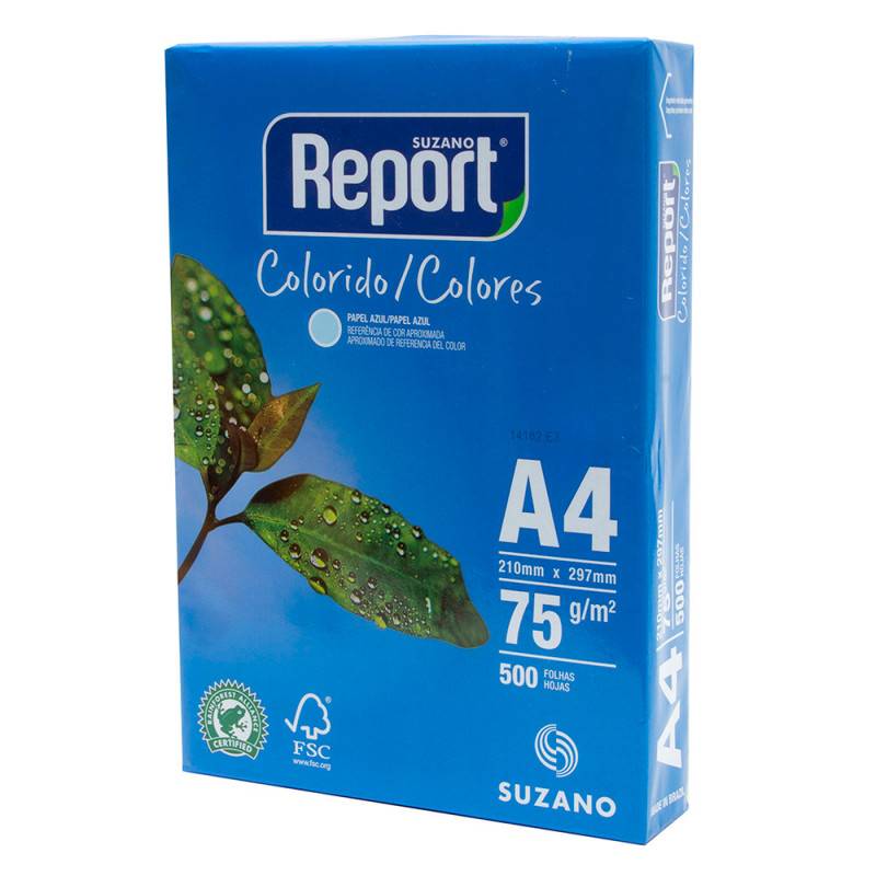 PAPEL A4 210mmX297mm 75g 500fls AZUL REPORT - SUZANO SUZANO
