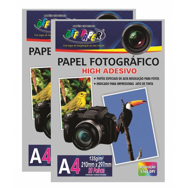 PAPEL FOTOGRÁFICO ADESIVO A4 210x297mm 135g C/ 20Fls. - OFF PAPER OFF PAPER