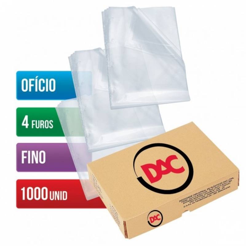 ENVELOPE PLÁSTICO OFÍCIO 240x330mm 4 FUROS FINO C/ 1000 Unid. - DAC DAC