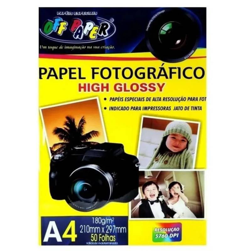 PAPEL FOTOGRÁFICO A4 210x297mm 180g C/ 50Fls. - OFF PAPER OFF PAPER