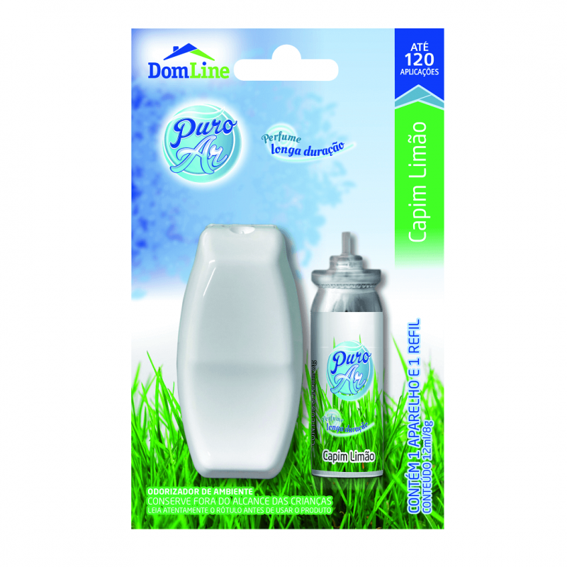 NEUTRALIZADOR PURO AR COM APARELHO + REFIL 12ml CAPIM LIMÃO - DOM LINE  DomLine
