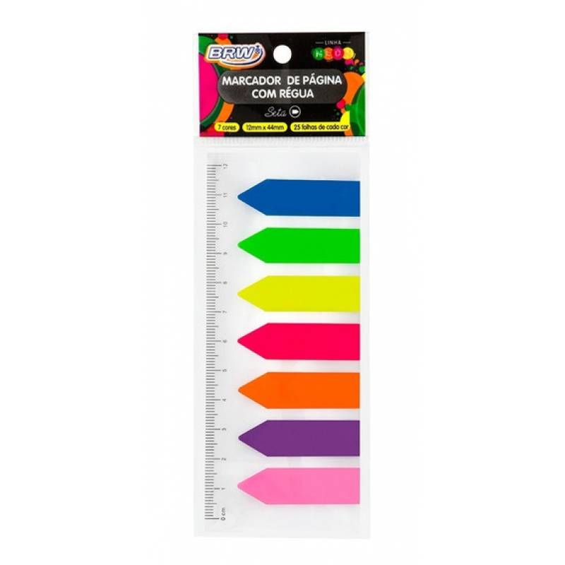 MARCADOR DE PAGINA SETA 12X44mm 7 CORES NEON C/ 175Fls - BRW BRW