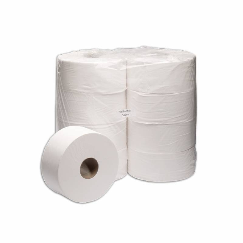 PAPEL HIGIÊNICO ROLÃO FOLHA SIMPLES 9cm x 500m c/ 8 ROLOS BRANCO - QUALILUX QUALILUX