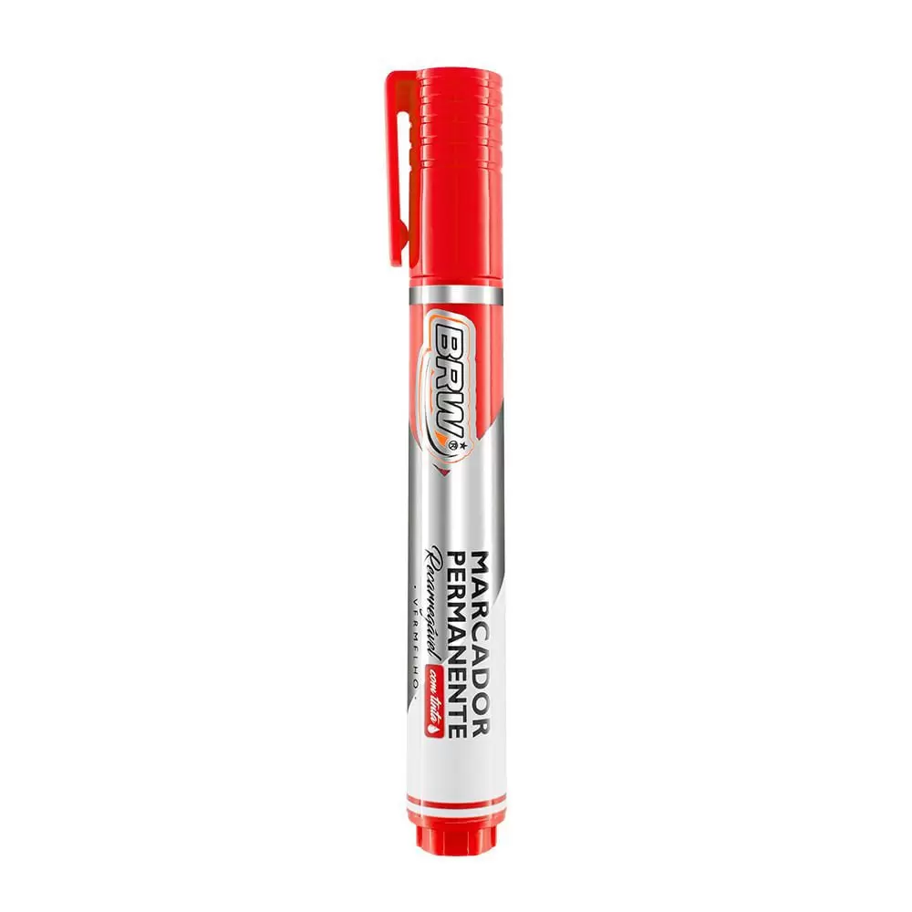 MARCADOR PERMANENTE RECARREGÁVEL VERMELHO - BRW BRW