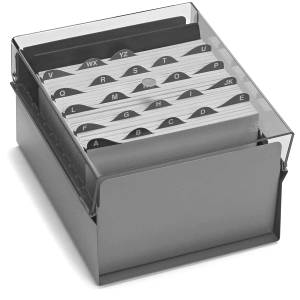 FICHÁRIO ACRÍLICO FUMÊ 5X8 S/ ÍNDICE BASE AÇO - ACRIMET