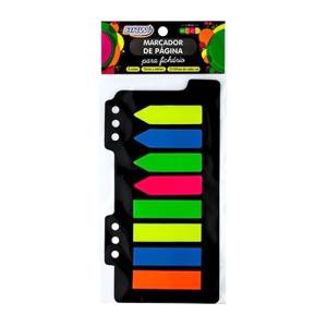 MARCADOR DE PAGINA P/ FICHÁRIO 12X44mm 8 CORES NEON C/ 200FlS BRW