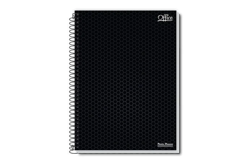 CADERNO ESPIRAL CAPA DURA 1/4 PRETO 80Fls - OFFICE PAUTA BRANCA