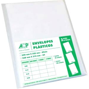 ENVELOPE PLÁSTICO 240x325mm S/ FURO FINO C/ 10 Unid. - ACP