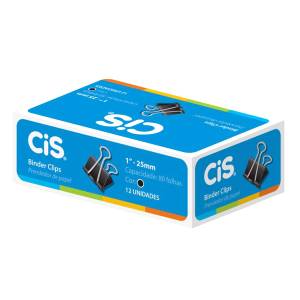 PRENDEDOR DE PAPEL 25mm C/ 12 Unid. PRETO - CIS SERTIC