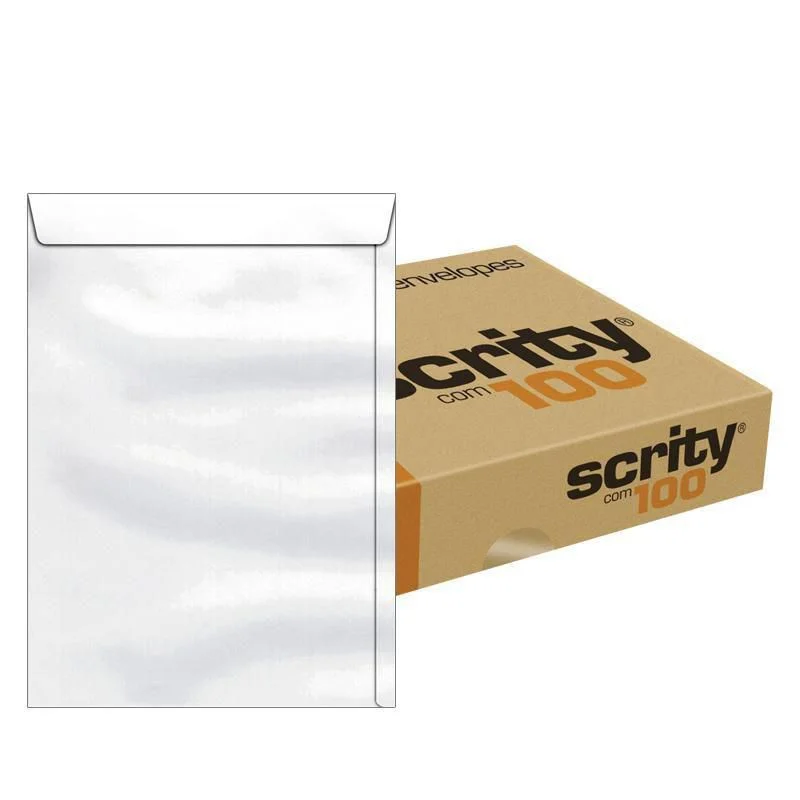 ENVELOPE SACO BRANCO 240x340mm CX. C/ 100 Unid. - SCRITY