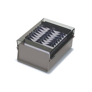 FICHÁRIO ACRÍLICO FUMÊ 3X5 S/ ÍNDICE BASE AÇO - ACRIMET