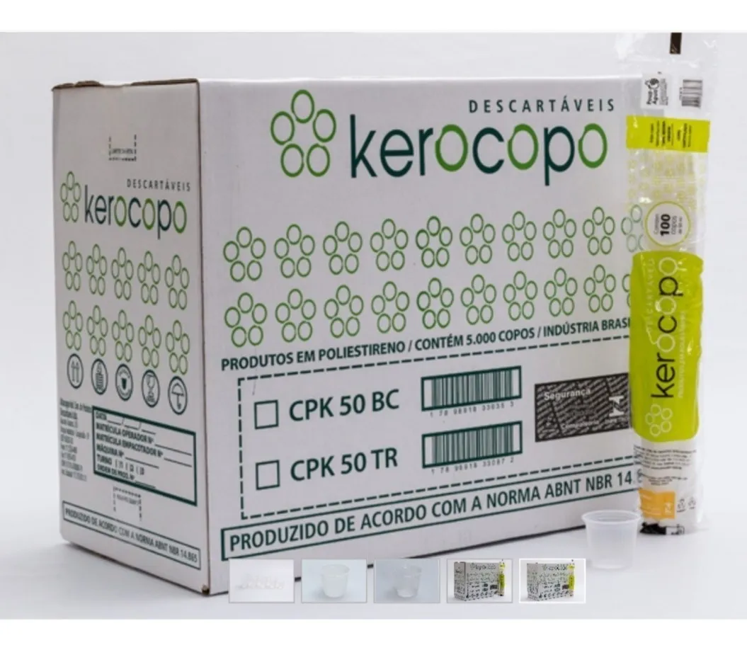 COPO DESCARTÁVEL PLÁSTICO 50ml TRANSPARENTE c/ 100unid. Kero