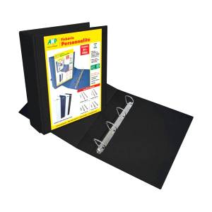 FICHÁRIO PERSONALITE 255x340mm LOMBO 40mm C/ 4 ARGOLAS PRETO -  ACP